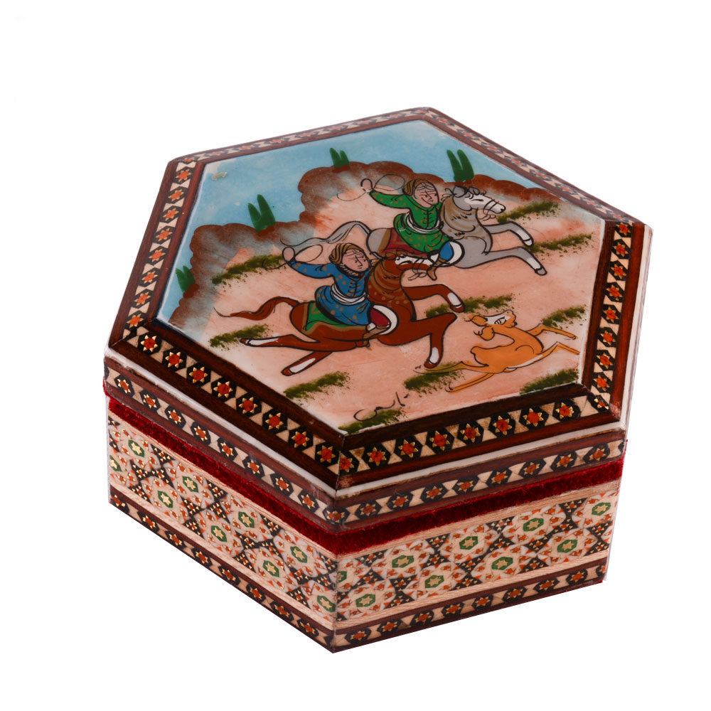 Persian Handmade Khatam Box with Hexagonal Shape 1 1000x1000